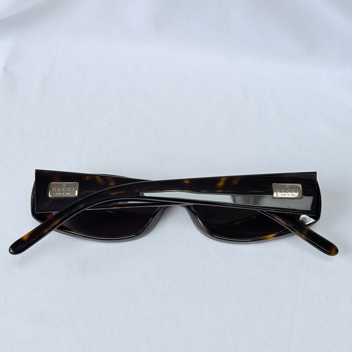 Vintage Gucci GG 2451/S Brown Tortoiseshell Silver Retro Skinny Unisex Sunglasses