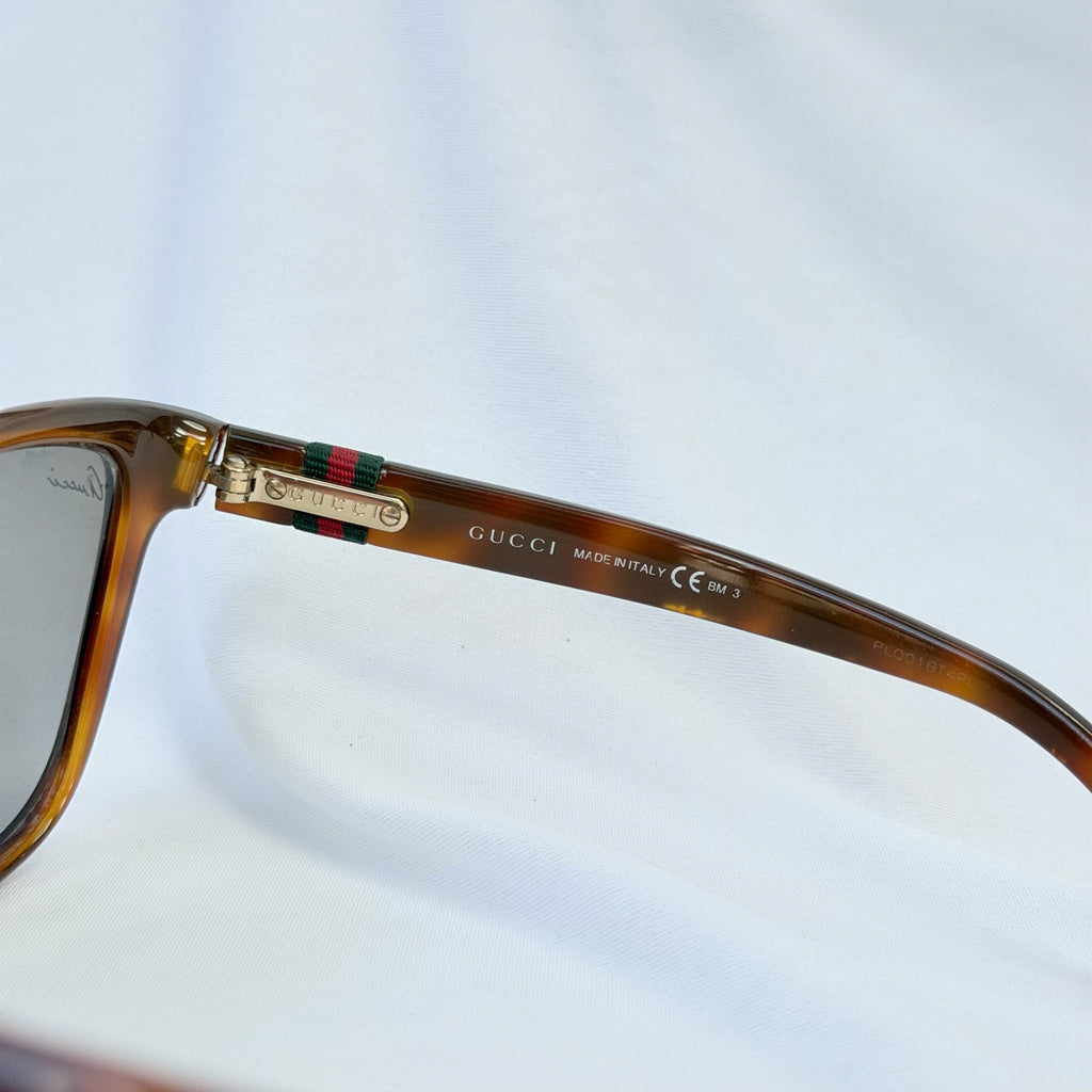 Authentic Gucci Cat Eye Tortoiseshell Brown Polarised GG Fabric Sunglasses