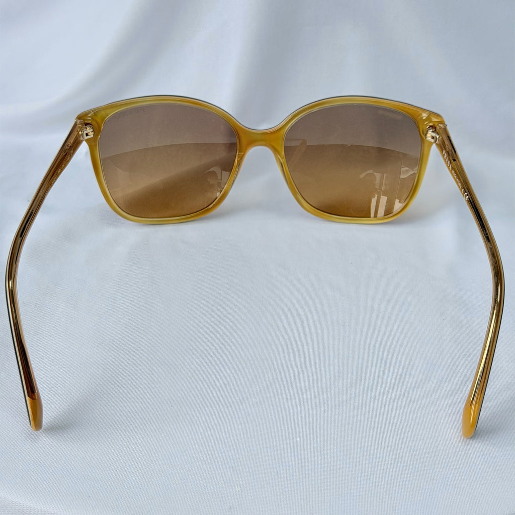 Prada Cat Eye Square Metal Corners Women's Sunglasses Brown Tortoiseshell SPR 01O