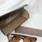 Vintage Fendi Brown Gold Rectangular Skinny Y2K Polarised Sunglasses