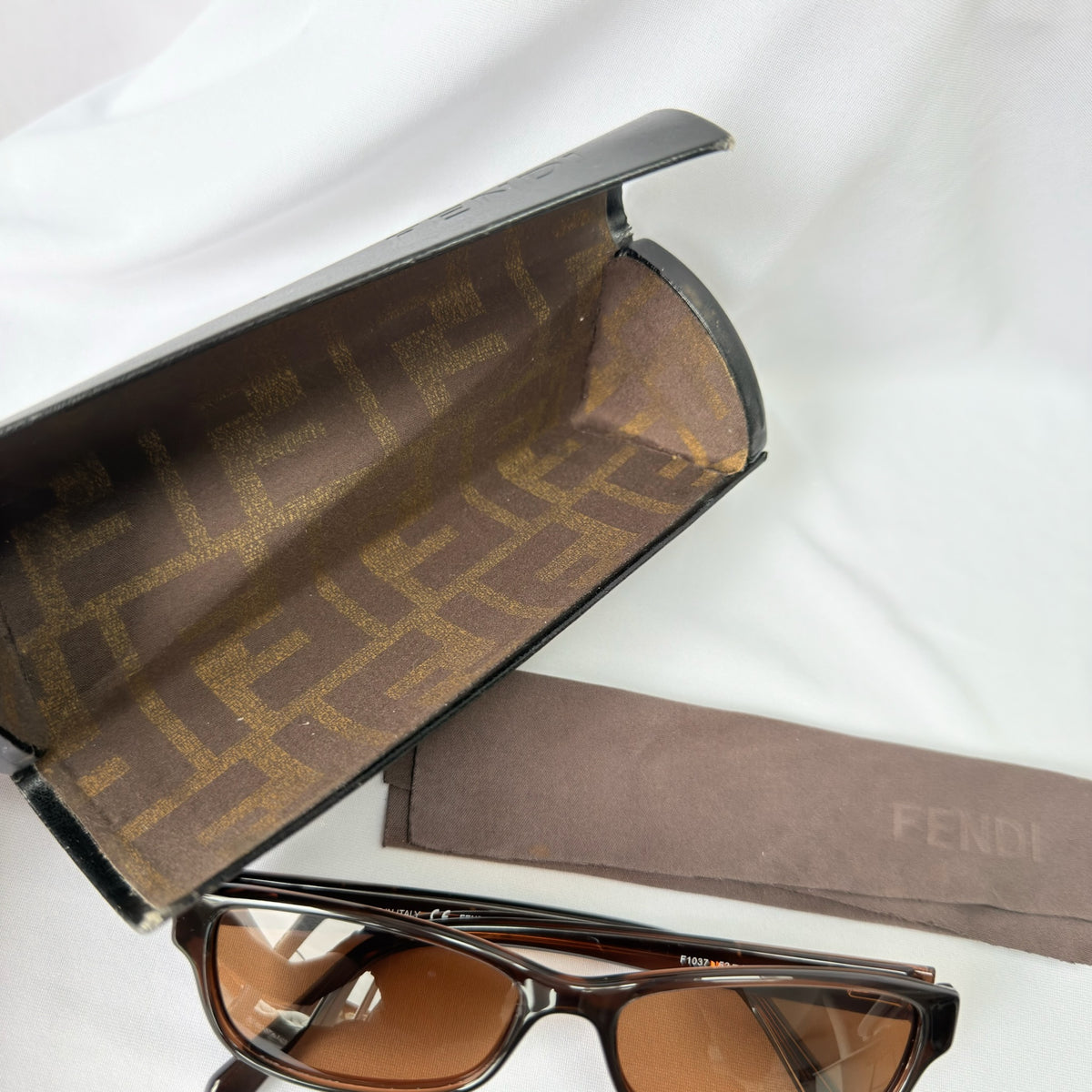 Vintage Fendi Brown Gold Rectangular Skinny Y2K Polarised Sunglasses