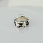 Gucci GG Marmont 925 Sterling Silver 9mm Logo Ring Women’s Size 17, UK Q, EU 57