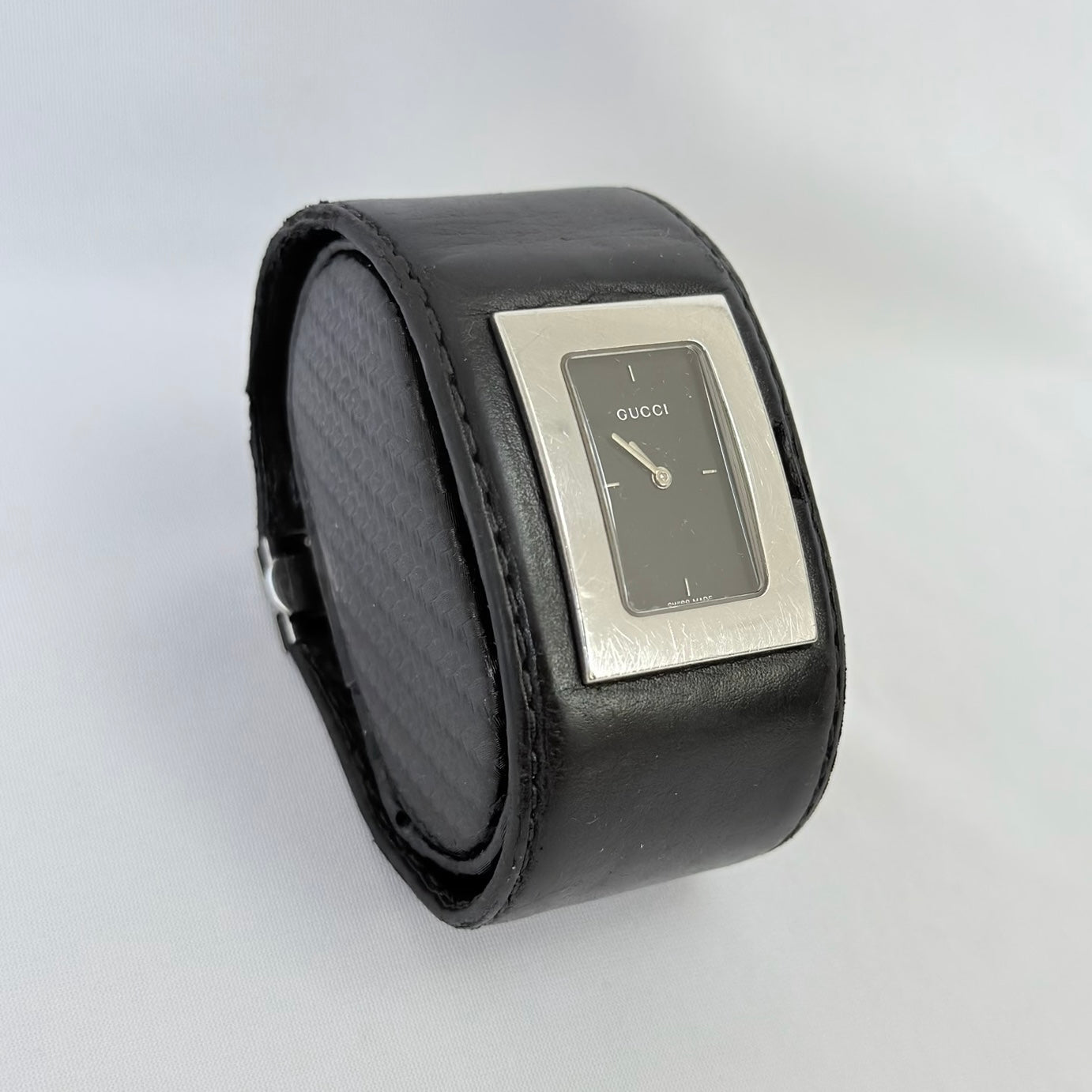 Gucci 7800L Women's Quartz Watch Black Leather Rectangular With Packaging 19cm