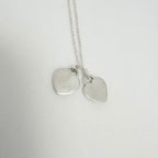 Tiffany & Co. Mini Double Silver 925 Heart Pendant Women's Necklace 16 inches