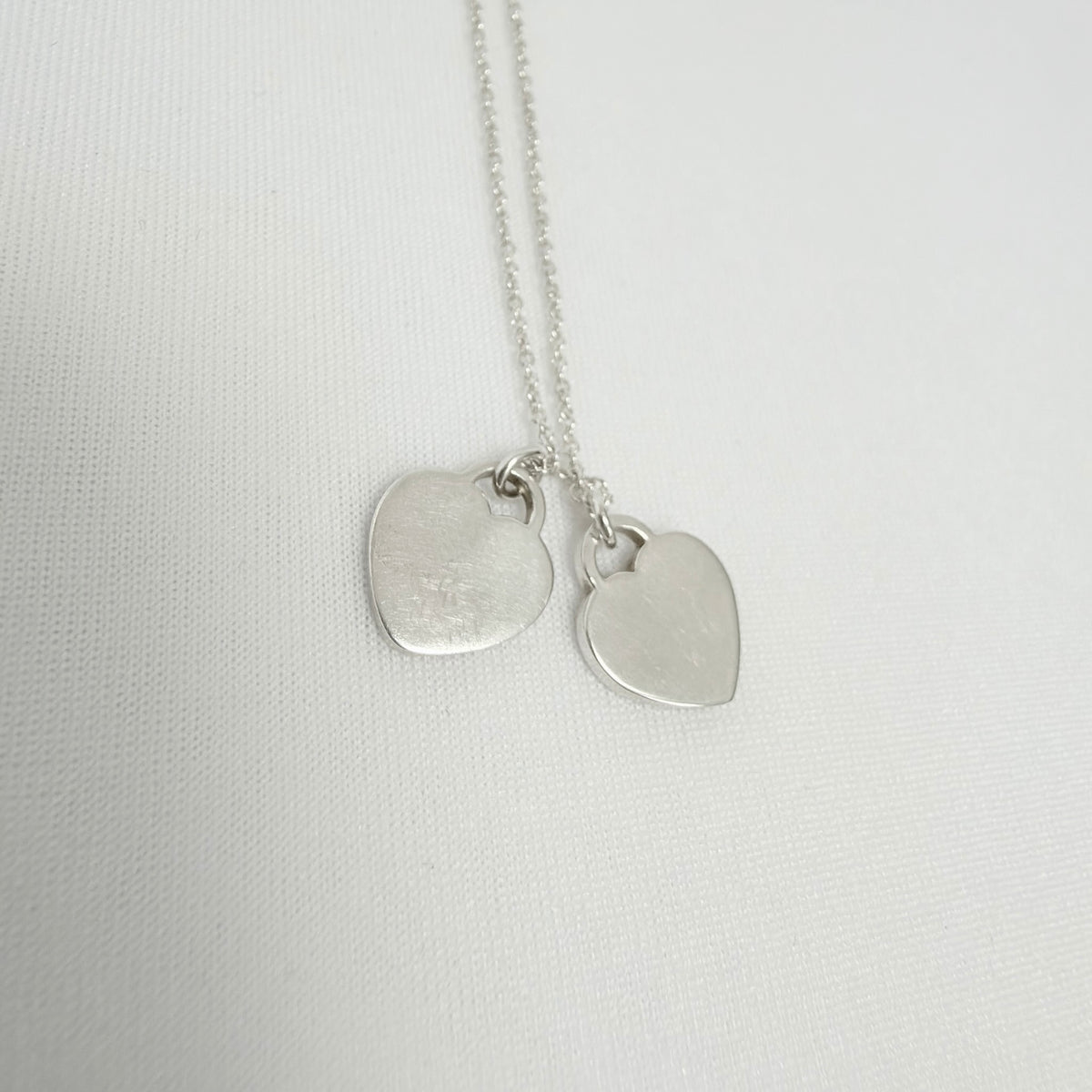 Tiffany & Co. Mini Double Silver 925 Heart Pendant Women's Necklace 16 inches