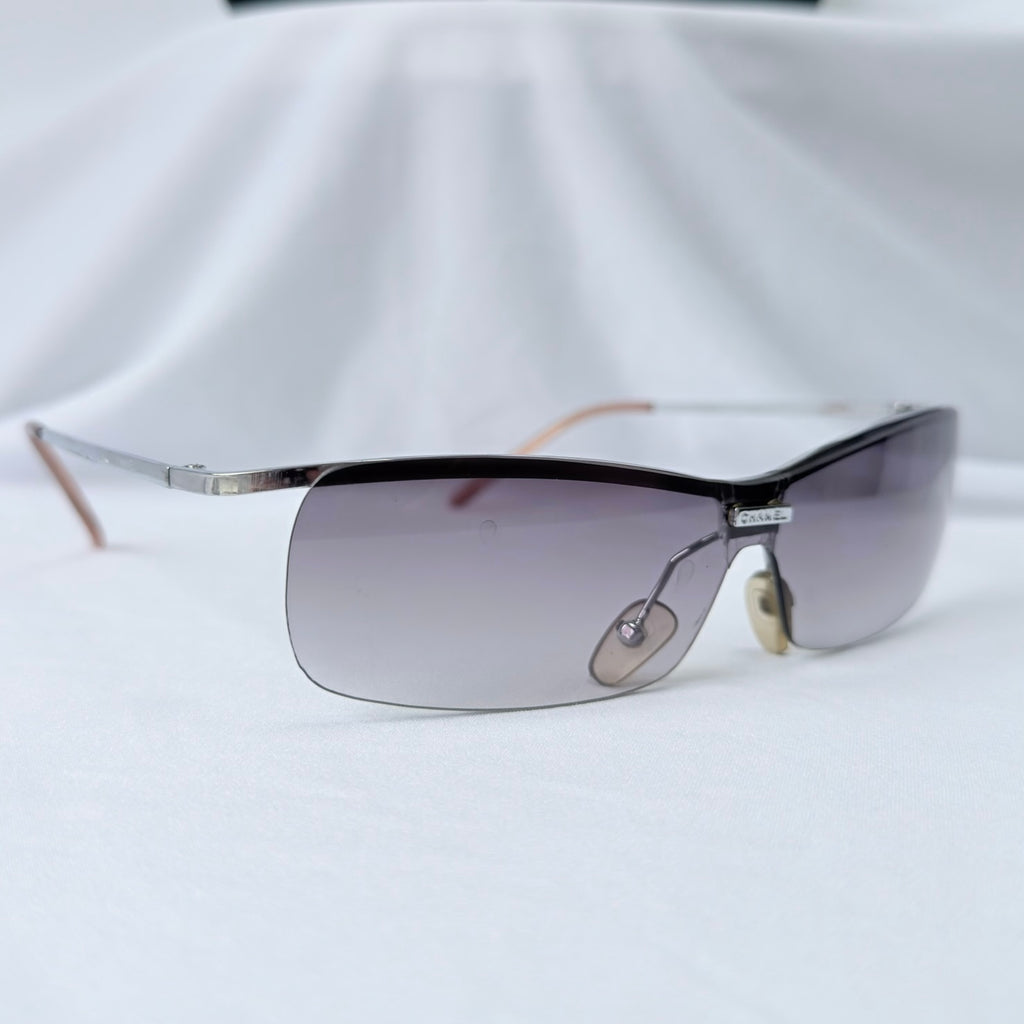 Chanel 4043 Wrap Rimless Vintage Grey Silver Sunglasses