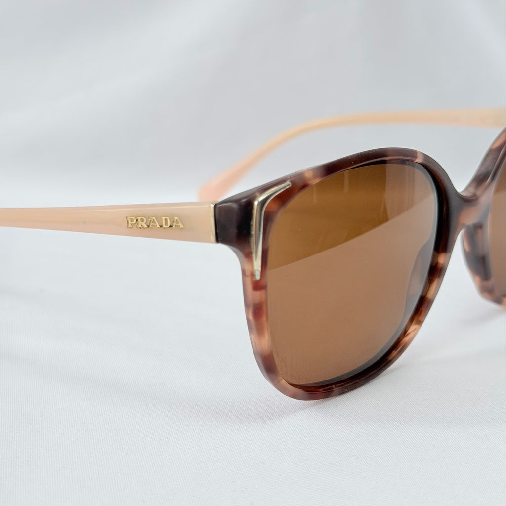 Prada Cat Eye Square Metal Corners Women's Sunglasses Pink Tortoiseshell SPR 01O polarised