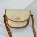 Vintage Gucci GG Supreme Monogram Small Leather Coated Canvas Beige Tan Cream Crossbody Turn Lock Handbag