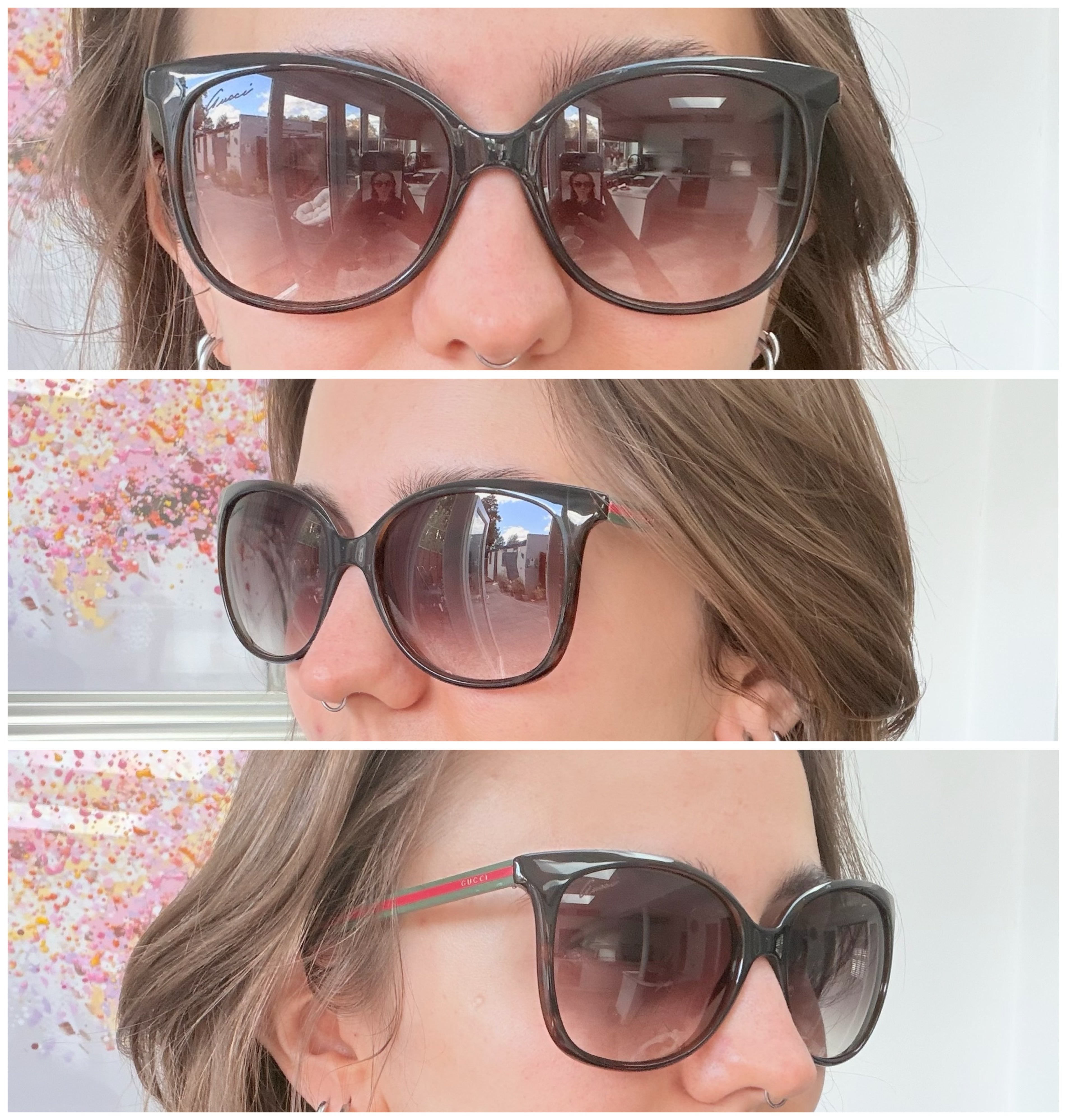 Gucci Cat Eye Black Green Red GG 3649/S 56mm Women’s sunglasses