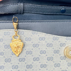 Gucci Authentic Vintage Navy Beige Gold Leather Micro GG Supreme Women’s Crossbody Bag