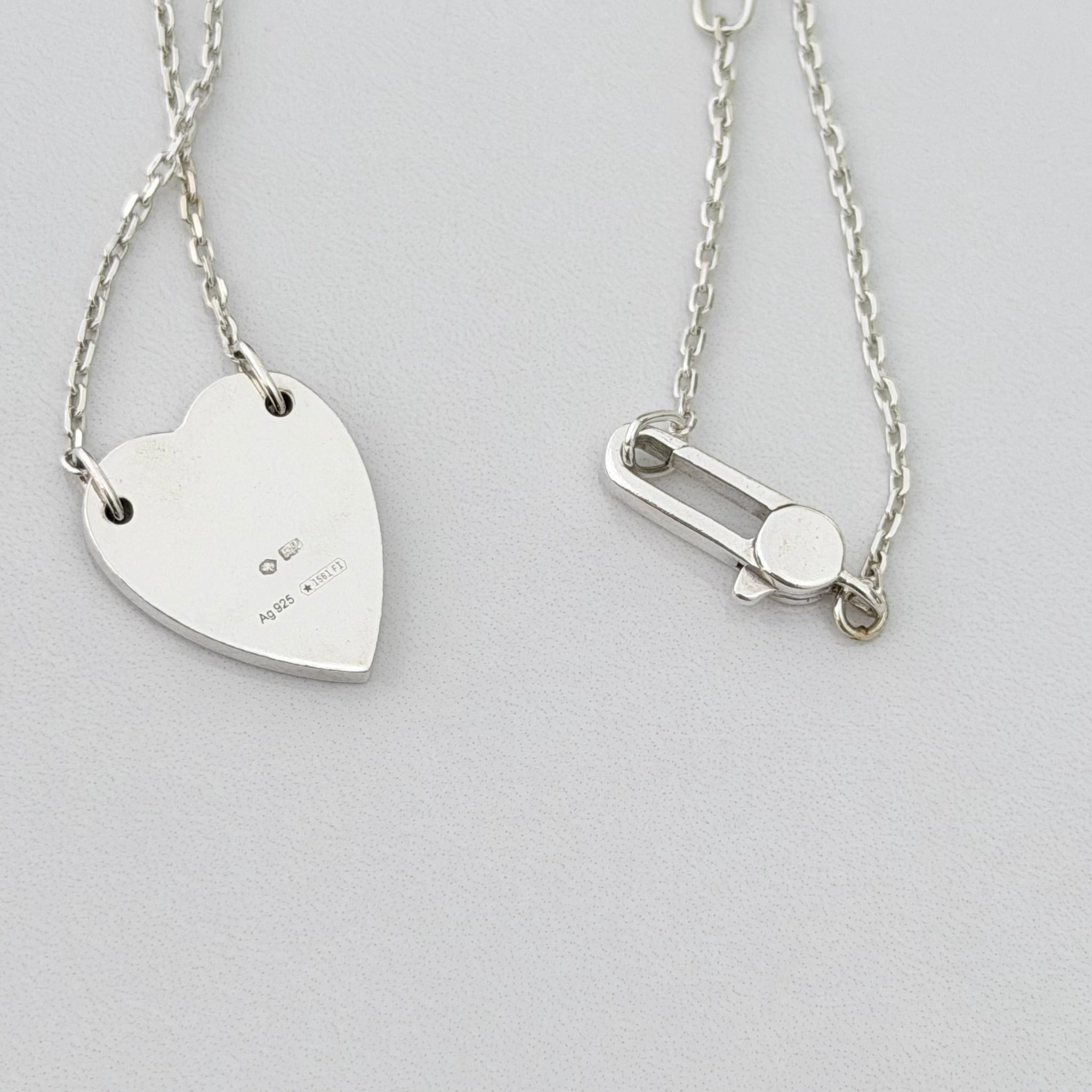 Authentic Gucci Heart Trademark Pendant Sterling Silver 925 Women’s Necklace 48cm With Packaging