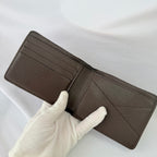 Louis Vuitton Bifold wallet Damier Ebène Coated Canvas Brown Repaired