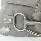 Vintage Gucci Horsebit Black Monogram Canvas Medium Shoulder Handbag Tom Ford Era 2004
