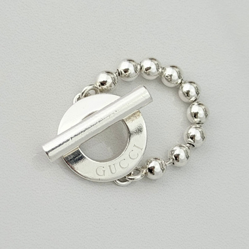 Authentic Gucci Vintage Hoop Boule Sterling Silver 925 Women’s Ring Size 16, UK P, EU 56