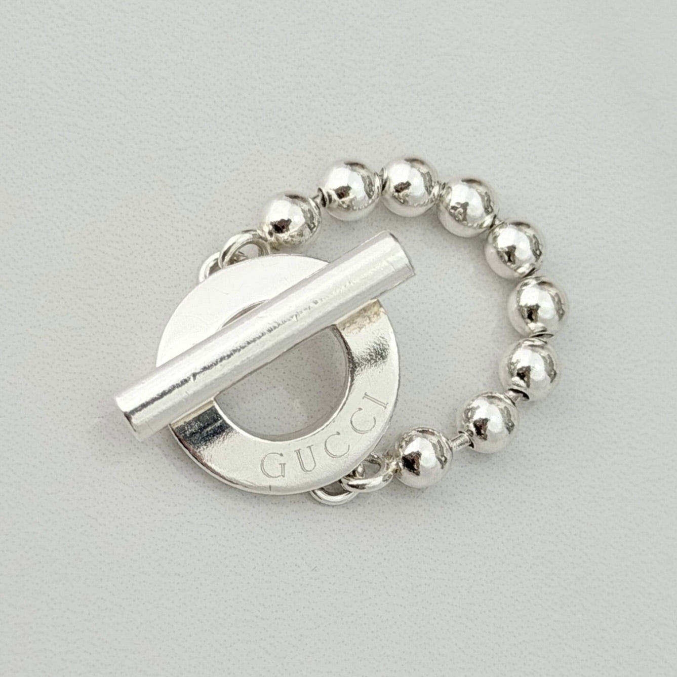 Authentic Gucci Vintage Hoop Boule Sterling Silver 925 Women’s Ring Size 16, UK P, EU 56