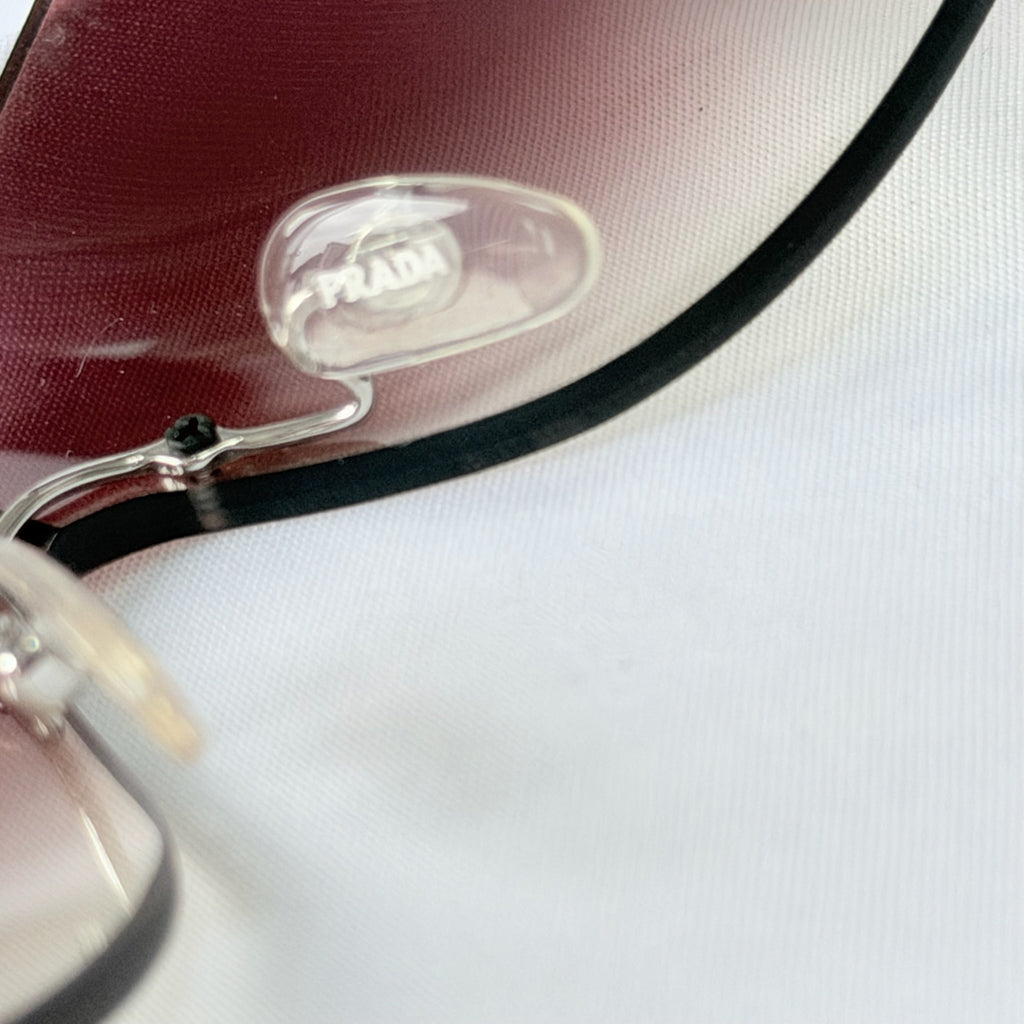 Vintage Prada Y2K Lilac Purple Silver Frameless Wrap Sunshield Oversized Sunglasses SPR 041