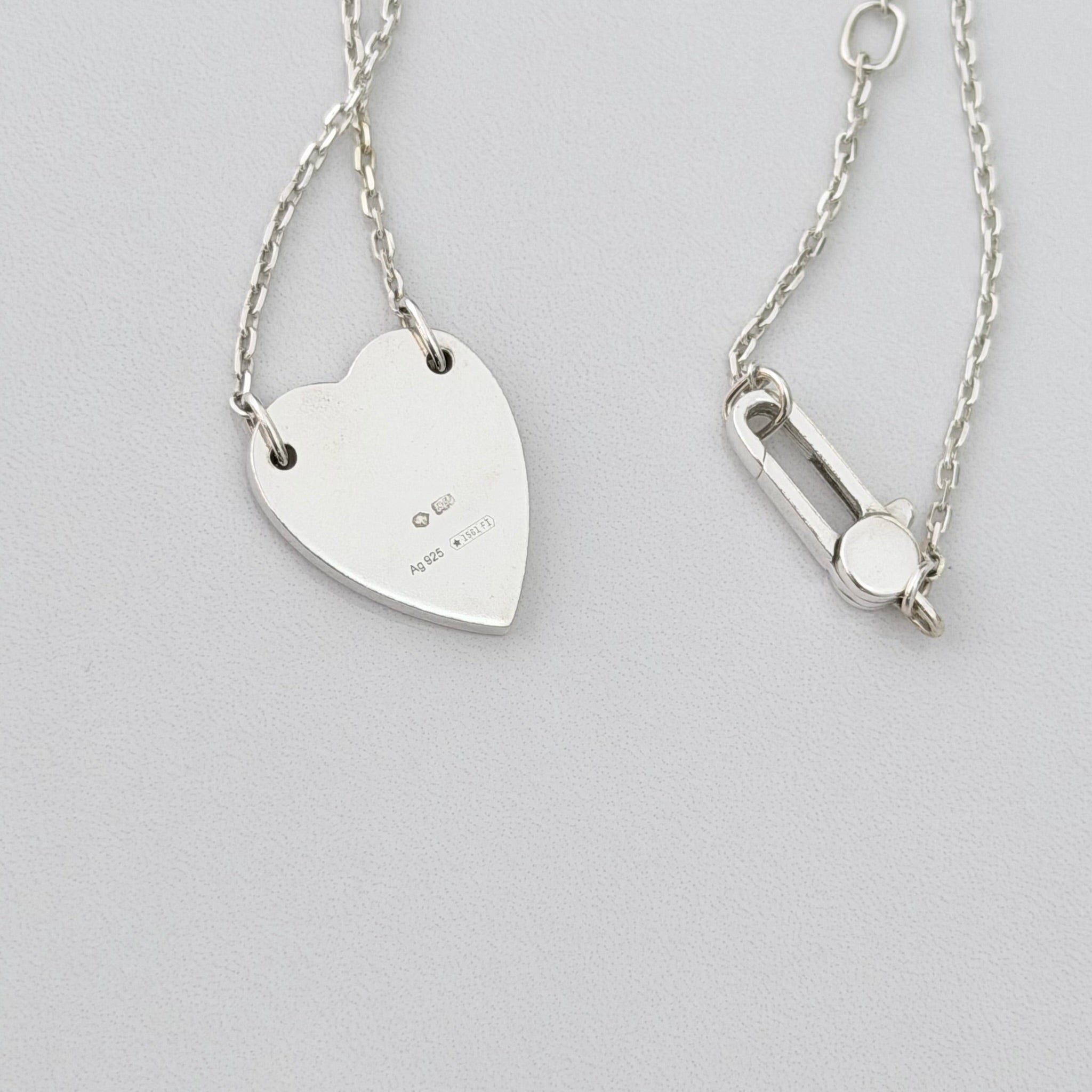 Authentic Gucci Heart Trademark Pendant Sterling Silver 925 Women’s Necklace 48cm With Packaging