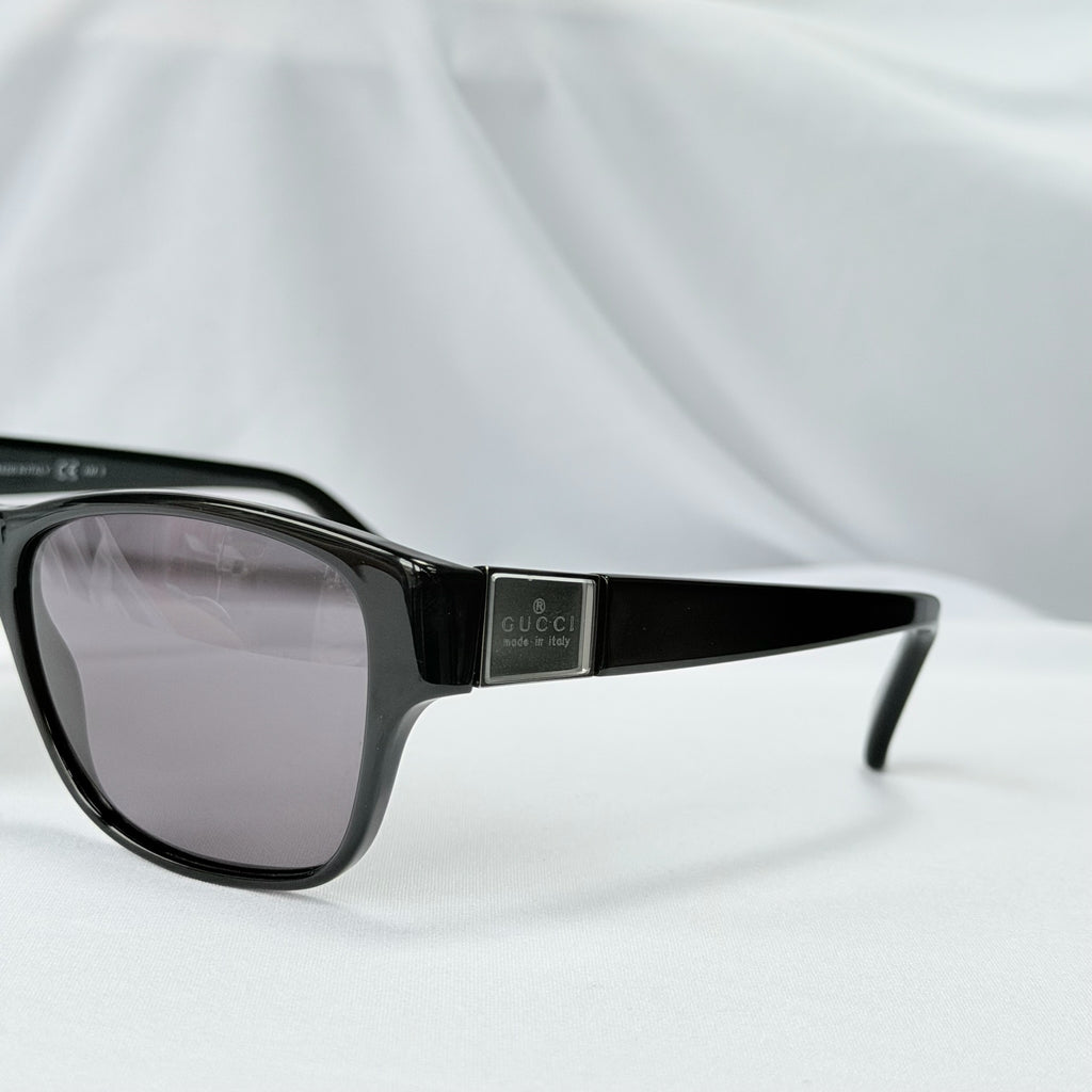 Authentic Gucci Black Silver Cat Eye Square Lens Unisex Sunglasses With Case