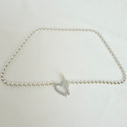 Gucci Heart Boule Popcorn Necklace Choker T Bar Toggle Fastening Sterling Silver 925 Women's 16 Inches