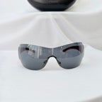 Vintage Prada Wrap Shield Red, Silver & Black Unisex Sunglasses SPR 54G With Case