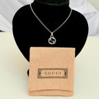Authentic Gucci Interlocking GG Aged Sterling Silver 925 Necklace With Pouch