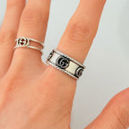 Gucci GG Marmont 925 Sterling Silver 9mm Logo Ring Women’s Size 17, UK Q, EU 57
