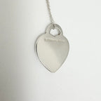 Tiffany & Co. 727 Fifth Avenue Script Medium Heart Sterling Silver 925 Necklace 22.5 Inches
