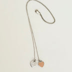 Tiffany & Co. Return to Mini Double Pink Heart Women's Necklace 17 Inches Sterling Silver 925