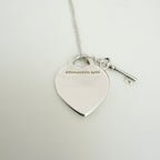 Tiffany&Co. Return to Tiffany  Medium Heart Key Lock Women's Necklace Silver 925 Sterling 19 inches With Packaging
