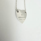 Gucci Heart Trademark Pendant Sterling Silver 925 Women’s Necklace 48cm With Packaging