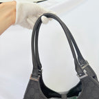 Vintage Gucci Jackie Bardot Medium Size GG Monogram Canvas Leather Black Handbag With Dustbag