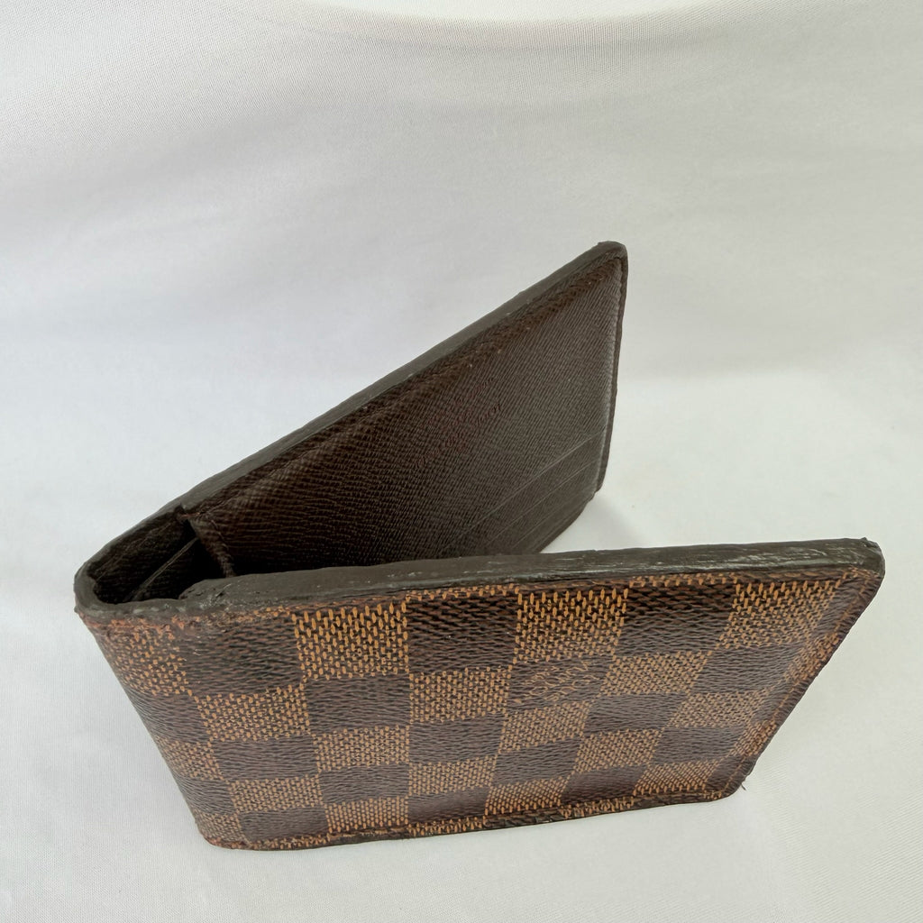 Louis Vuitton Bifold wallet Damier Ebène Coated Canvas Brown Repaired
