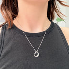 Tiffany & Co. Elsa Peretti Spain Sterling Silver 925 Small Open Heart Pendant Necklace 18 Inches