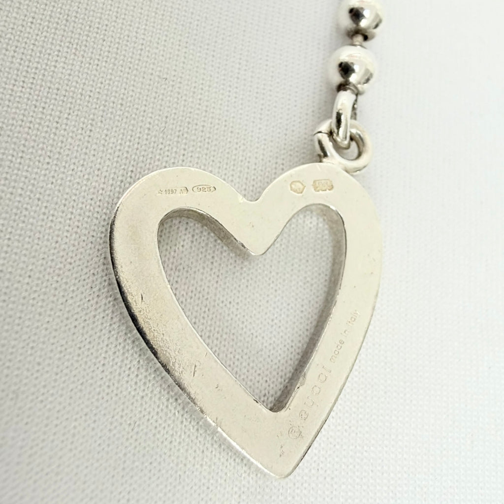 Gucci Heart Boule Popcorn Necklace Choker T Bar Toggle Fastening Sterling Silver 925 Women's 16 Inches