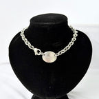 Authentic Tiffany & Co. Sterling Silver 925 Oval Pendant Choker Necklace With Packaging 15 inches