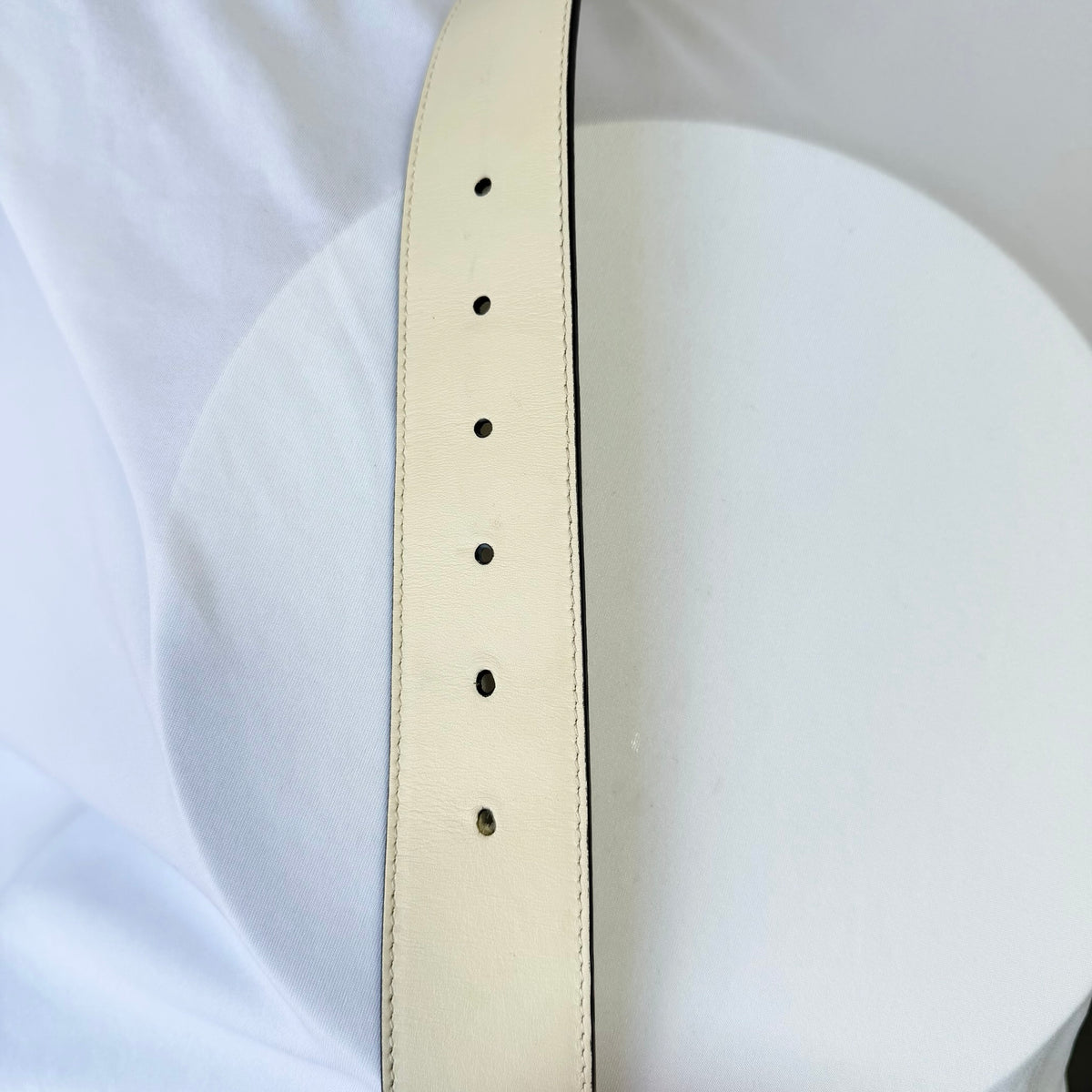 Gucci GG Marmont 24k Gold Buckle Cream Leather Belt 4cm 85cm 34” 400593