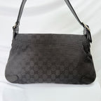 Vintage Gucci Horsebit Black Monogram Canvas Medium Shoulder Handbag Tom Ford Era 2004