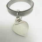 Tiffany&Co. Somerset Stretch Mesh Stainless Steel Bracelet With Sterling Silver 925 Clasp Medium Heart 16cm With Packaging