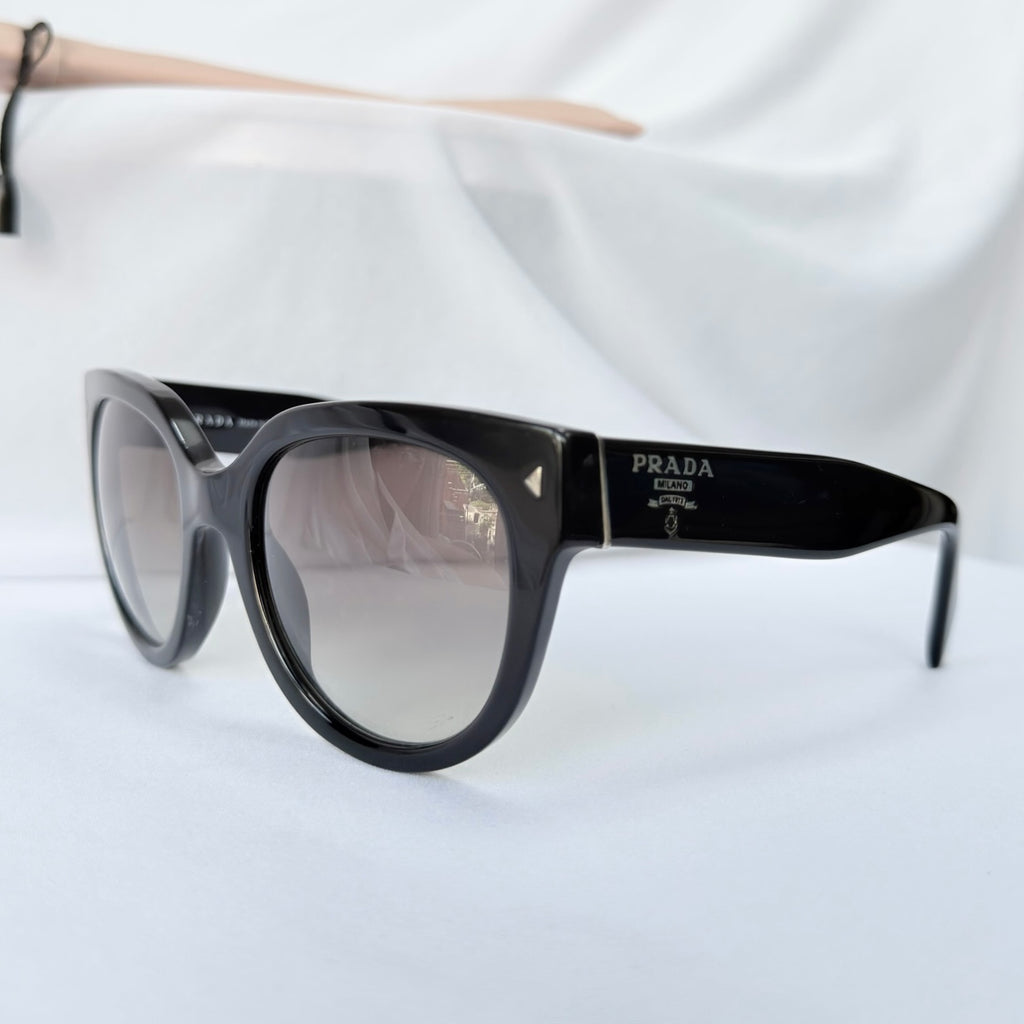 Authentic Prada Round Cat Eye Black Thick Frame Oversized Women’s Sunglasses