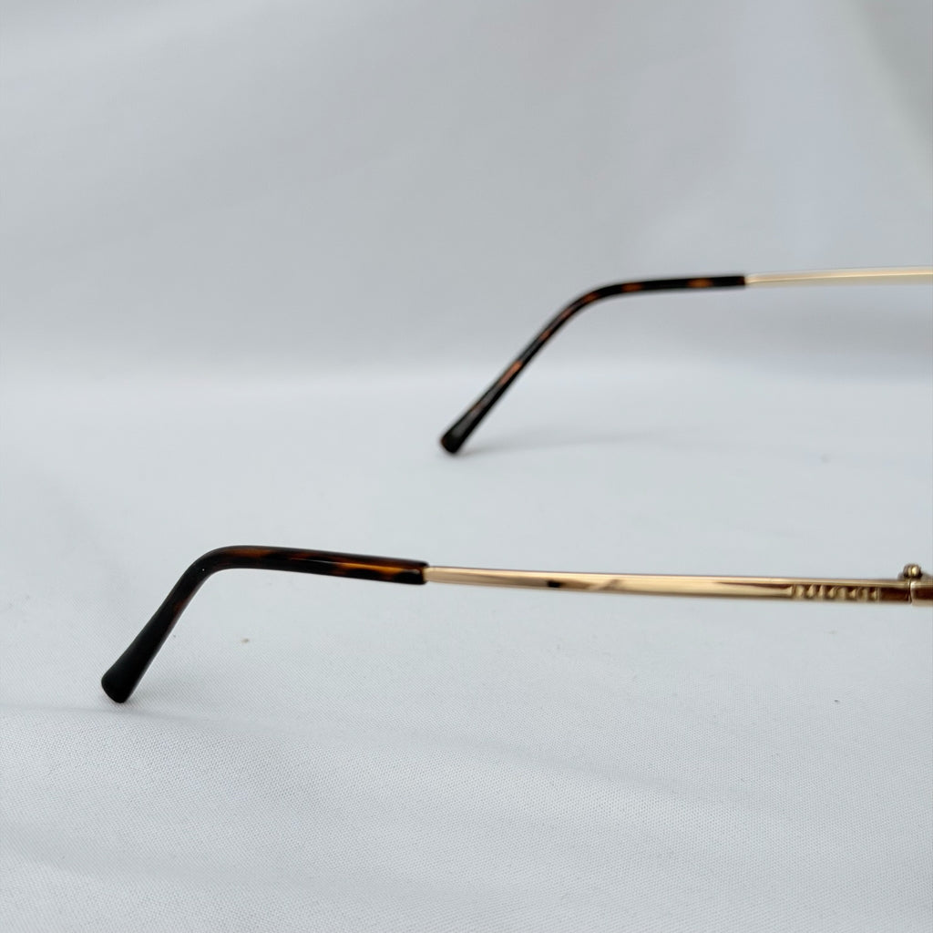 Vintage Gucci GG1870/S J5G6J Brown Gold Rimless Shield Wrap Sunglasses With Case