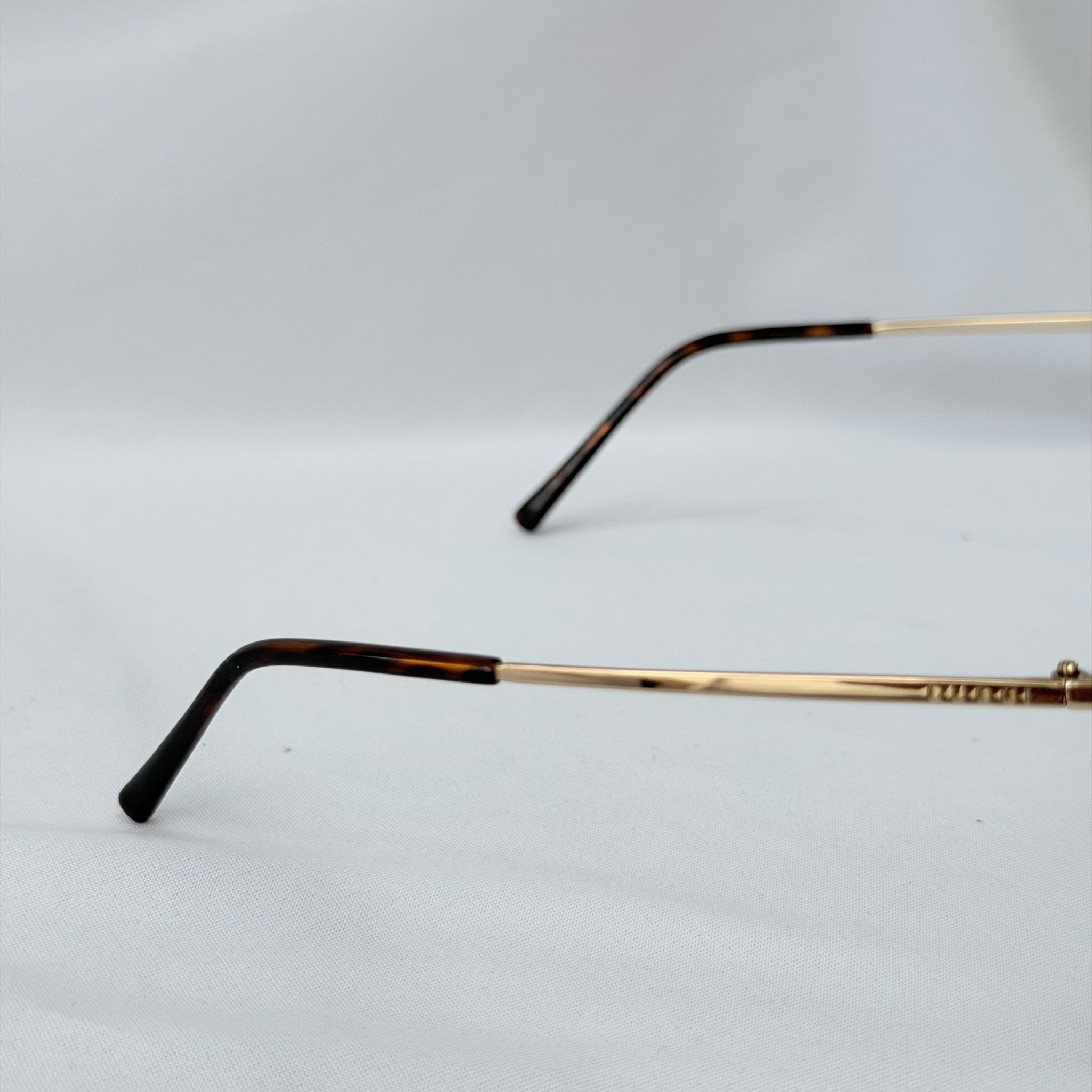 Vintage Gucci GG1870/S J5G6J Brown Gold Rimless Shield Wrap Sunglasses With Case