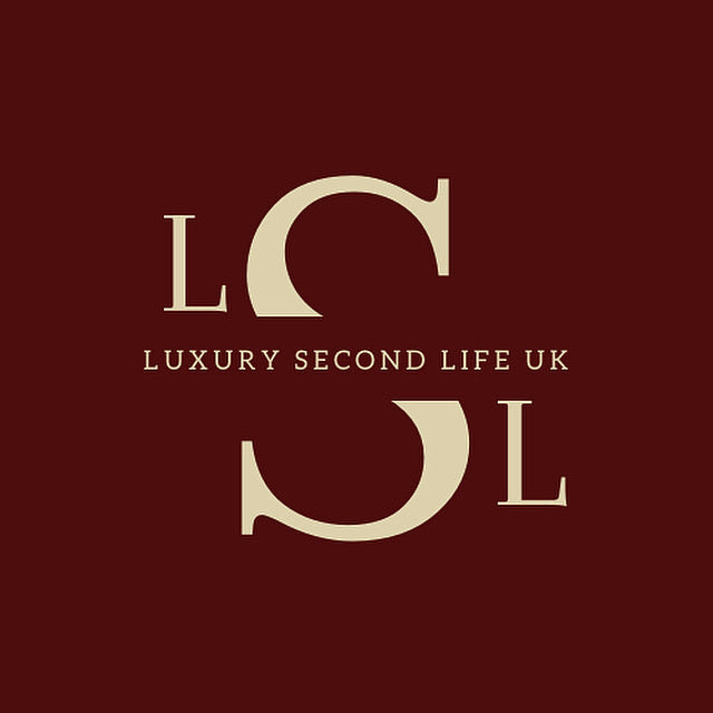 A square logo graphic with a dark burgundy background and cream-colored stylized letters forming 'LCL' and 'SL', with the text 'LUXURY SECOND LIFE UK' centered between them.