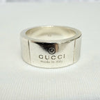 Gucci Sterling Silver 925 Wide 12mm Band Trademarked Ring Size 13, UK M/N, EU 53