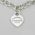 Authentic Tiffany & Co. Sterling Silver 925 Medium Heart Pendant Choker Necklace With Pouch 15 inches
