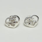 Authentic Gucci Love Britt Open Interlocking Gg Heart Sterling Silver 925 Stud Earrings