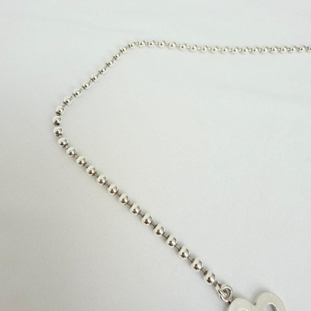 Gucci Heart Boule Popcorn Necklace Choker T Bar Toggle Fastening Sterling Silver 925 Women's 16 Inches
