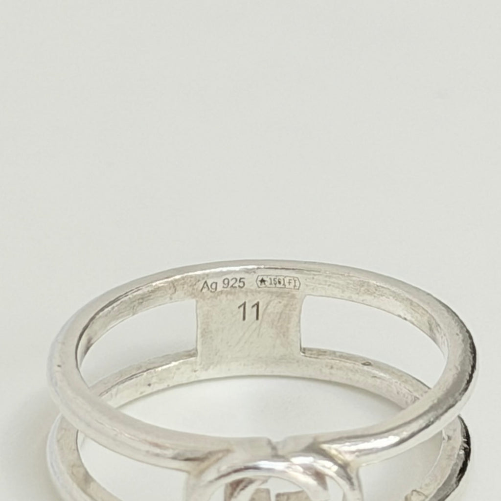 Gucci Interlocking Cut Out GG Double Band 6mm Silver Women's unisex Size 11, UK K1/2, EU 51
