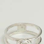 Gucci Interlocking Cut Out GG Double Band 6mm Silver Women's unisex Size 11, UK K1/2, EU 51