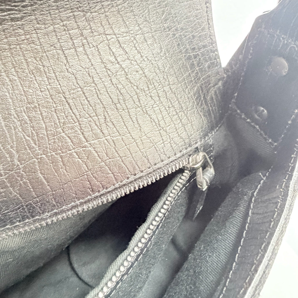 Vintage Gucci Horsebit Black Monogram Canvas Medium Shoulder Handbag Tom Ford Era 2004