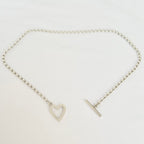 Gucci Heart Boule Popcorn Necklace Choker T Bar Toggle Fastening Sterling Silver 925 Women's 16 Inches